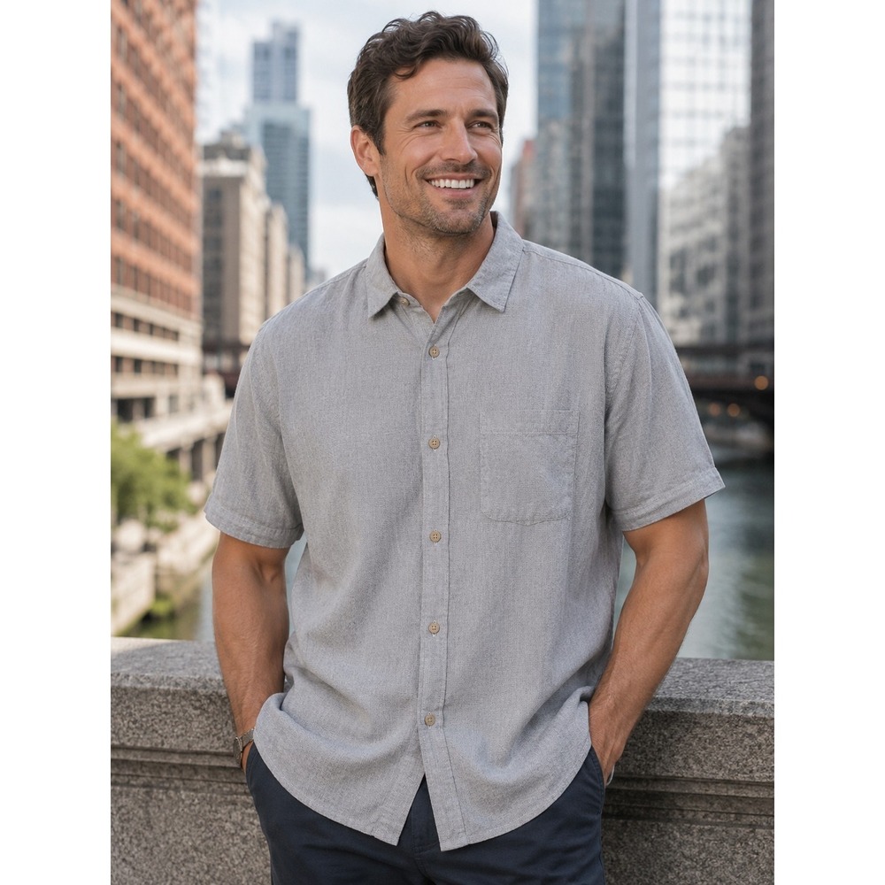 Alexander Julian Colours Men's Short Sleeve Shirt Grey XL -107